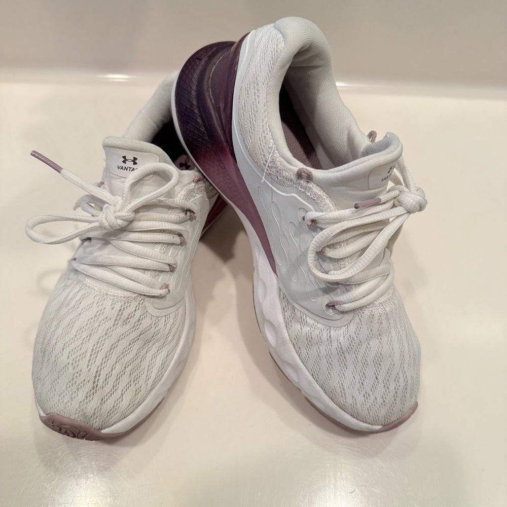 Under Armour White and Purple Women's Athletic Running Shoes